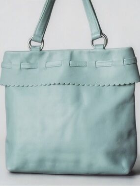 Vintage FURLA Leather Bag Mini Tote Scalloped Spring Minimalist Designer Purse
